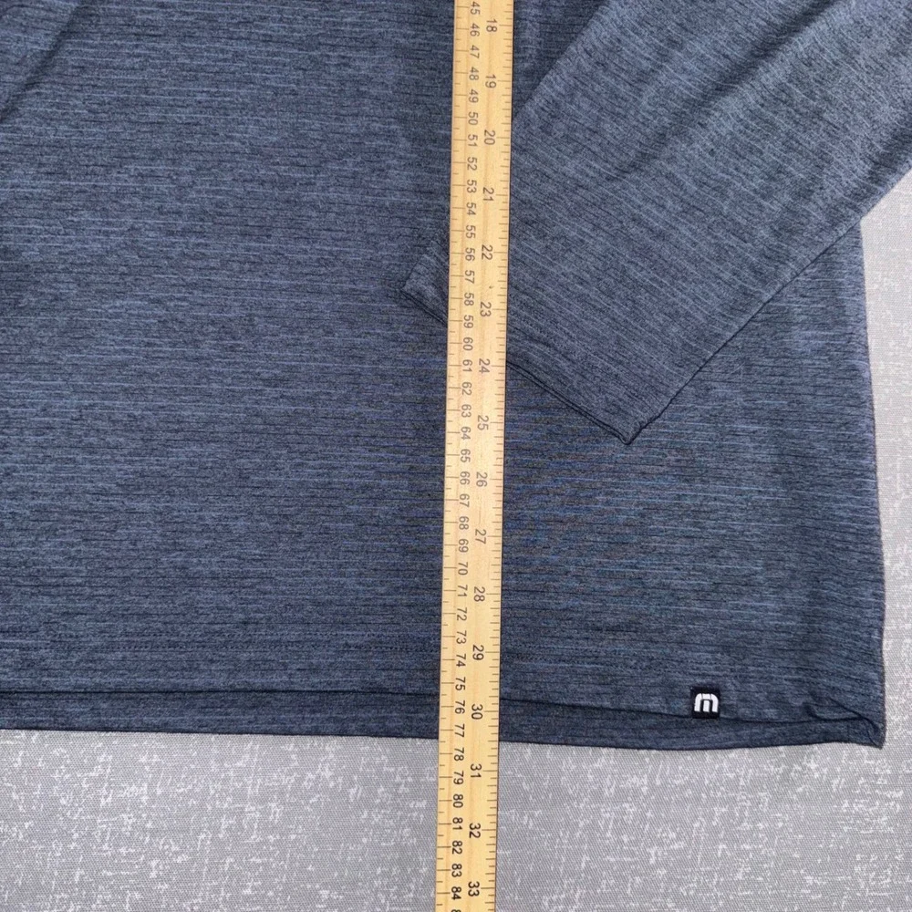 TravisMathew Mens XXL Quarter Zip Pullover Heathered Navy‎ Blue Accretive Logo